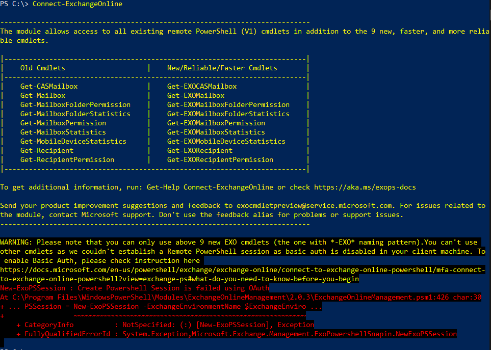 Exchange Online PowerShell Basic Authentication Connection Issue ...