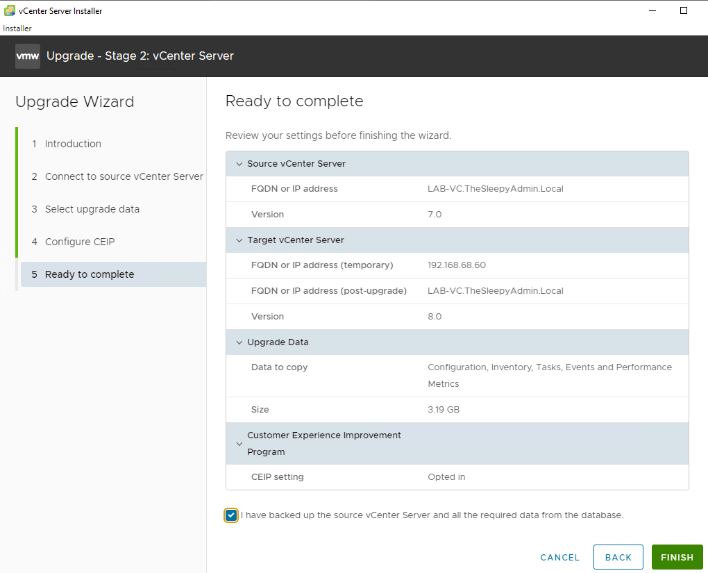 Upgrading VMware vCenter Server Appliance from 7.0 to 8.0 – TheSleepyAdmins